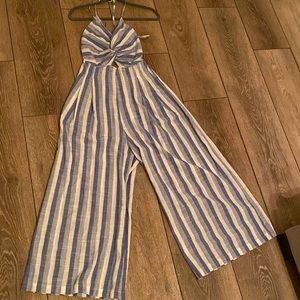 Shein Medium Blue stripped halter top jumpsuit
